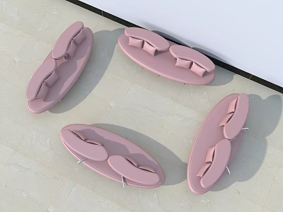Pink Oval Shaped Sectional Sofa Set For Modern Living Room Interior 3d model