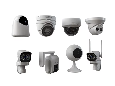 Projection Monitoring Systems Featuring Dome Bullet Wireless And Indoor Outdoor Security Cameras 3d model