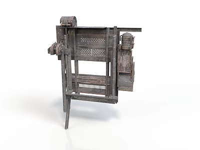 Vintage Industrial Equipment With Metal Frame Mesh Panel And Mechanical Parts 3d model