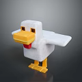 Plush Block 3D Duck Model With White Body Yellow Beak Red Detail And Yellow Feet