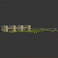 Modern Outdoor Model Scene With Stone Pavement Grass And Stone Railings