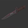 Modern Tactical Combat Knife With Serrated Edge Black Handle And Metal Ring