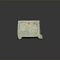 Grayish Blue Stone Rectangular Daily Living Container With Carved Patterns And Red Accents 3d model