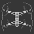Blue And Black Drone With Four Propellers Protective Frame And Camera Lens