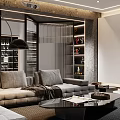 Modern Basement Interior Design With Stylish Furniture And Recessed Lighting