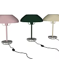 Modern Table Lamps in Beige Pink and Dark Green with Marble Bases