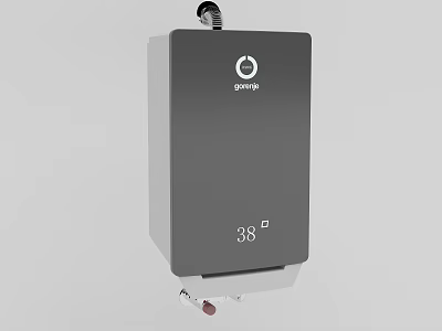 LIVEWELL Gray Wall Mounted Water Heater With Digital Temperature Display 38° For Home Use 3d model