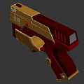 Futuristic Sci Fi Gun With Golden Black Body And Purple Glowing Lines