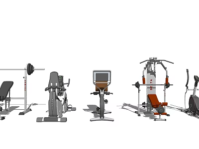 Professional Home Gym Fitness Equipment With Barbell Exercise Bike And Multi Functional Trainer 3d model