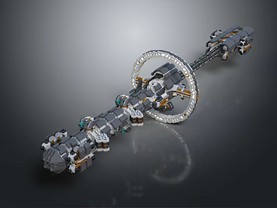 Advanced Space Station Structure With Circular Ring And Connected Orbital Modules For Deep Space 3d model