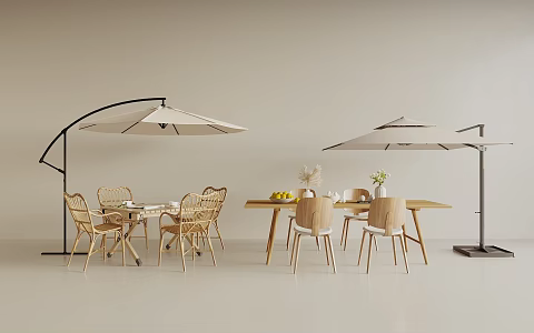 Modern Outdoor Table and Chair Sunshade 3d model