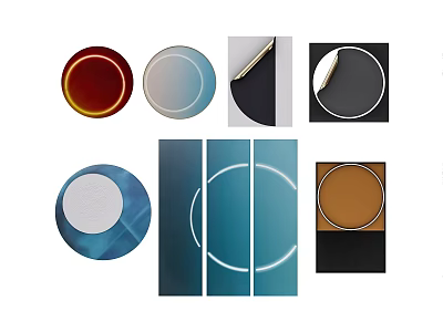 Various Decorative Design Elements With Circular And Square Shapes In Different Colors 3d model