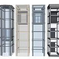 Modern Elevator Designs With Glass Panels And Metal Frames In Various Styles 3d model