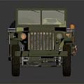 Classic Green Jeep With Open Top Orange Accents Spare Tire And Retro Style