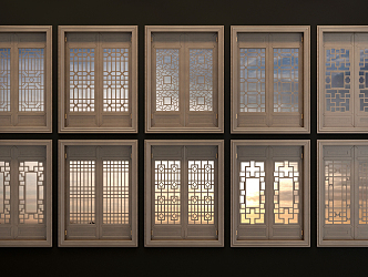 Chinese-style flower-cut window 3d model