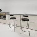 Modern Bar Counter Interior With Two Black Bar Stools And Sleek Design 3d model