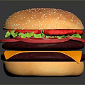 Delicious Burger With Sesame Seed Bun Fresh Lettuce Tomato Slices Cheese And Beef Patty