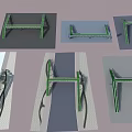 Green Metal Bridge Structures In 3D Design With Various Frame Layouts 3d model