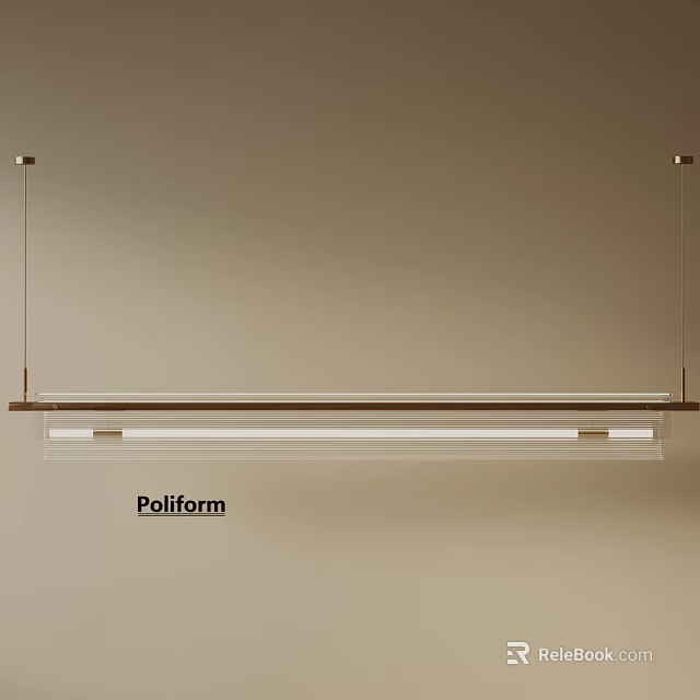Modern Linear Hanging Pendant Light With Poliform Metal Frame And LED Strip 3d model