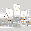 White Marble Display Shelf for Jewelry Showcasing Necklaces Earrings Rings and Bracelets