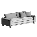 Modern Light Colored Sofa With Wooden Frame And Decorative Throw Pillows 3d model