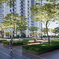 Outdoor Pergola with Comfortable Leather Seating Greenery and Building Background for Relaxation