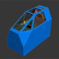 Blue Spacecraft Cockpit Module With Transparent Windows And Interior Structure