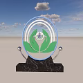 Garden Ornament With Circular Design Green Leaves Silver Spherical Decorations And Black Marble Base