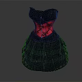Feminine Black Dress With Red Lace Corset And Flowy Layered Tulle Skirt