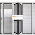 Modern Glass Room Dividers With Black Frames Striped Grid And Panels 3d model