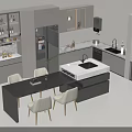 Modern Kitchen Interior Featuring Stylish Cabinets Island Counter Dining Table And Chairs 3d model