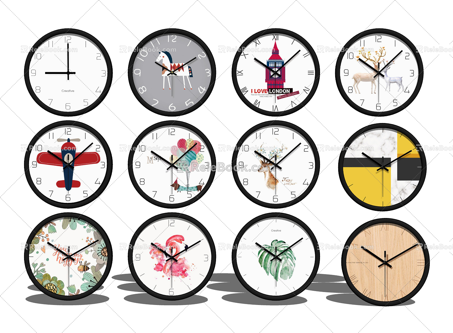 Nordic clock fashion wall clock combination model