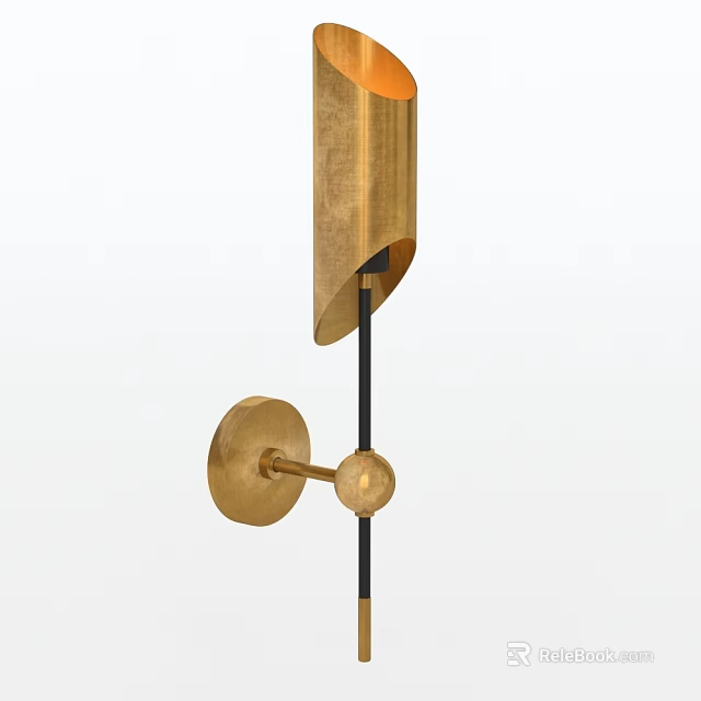 Modern Gold Wall Lamp With Curved Shade And Wall Mounted Design 3d model 