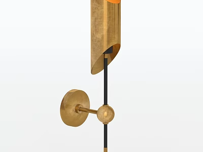 Modern Gold Wall Lamp With Curved Shade And Wall Mounted Design 3d model