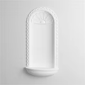 White Wall Mounted Sculpture Carving With Arched Top Radiant Pattern And Braided Decoration