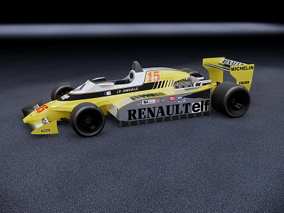 Renault Yellow And White Racing Car Model With ELF Logo And Detailed Design 3d model