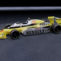 Renault Yellow And White Racing Car Model With ELF Logo And Detailed Design