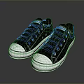 Casual Black Canvas Shoes With White Laces And Comfortable White Soles For Daily Use
