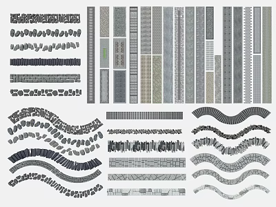 Diverse Garden Paving Patterns With Textured Designs And Curved Shapes 3d model