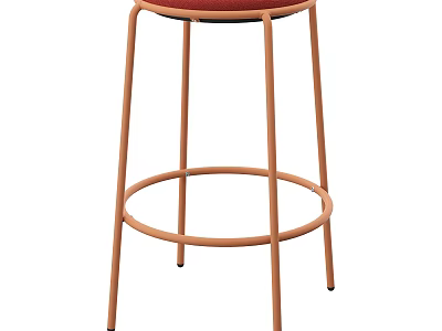 Modern Metal Frame Bar Stool With Red Padded Seat And Sleek Design 3d model