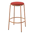 Modern Metal Frame Bar Stool With Red Padded Seat And Sleek Design
