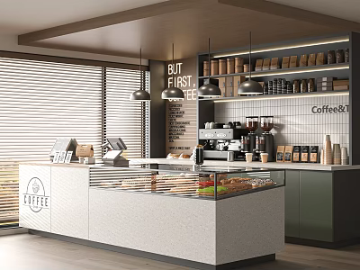 Modern Cafe Bakery Showcase Coffee Bar Bakery Coffee Machine Workbench Milk Tea Coffee Shop Console 3d model