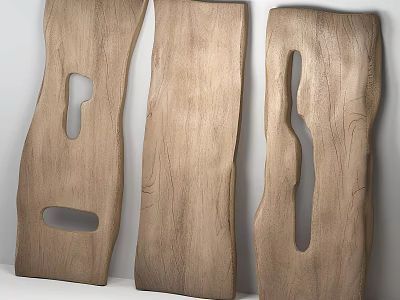 Wooden Wall Decor with Natural Brown Finish and Irregular Hollow Designs for Home Interior 3d model