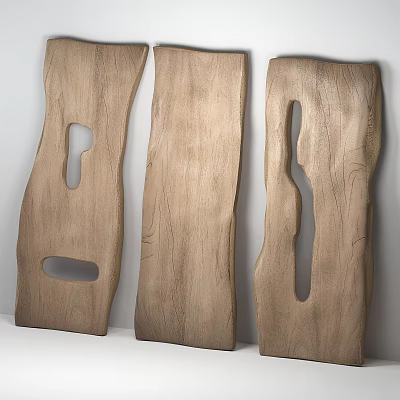 Wooden Wall Decor with Natural Brown Finish and Irregular Hollow Designs for Home Interior 3d model