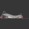 Modern Heart Shaped Sports Stadium Design With Green Football Field And White Roof Structure