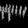 Group of Business People in Formal Attire Carrying Briefcases Walking Together