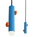 Modern Blue Cylindrical Pendant Lights With Orange Circular Decorations For Interior 3d model