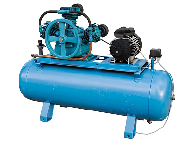 Industrial Blue Air Compressor with Air Tank Motor and Compressor Unit for Industrial Use 3d model