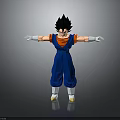 Anime Style 3D Character With Blue Outfit Orange Inner Shirt And Black Spiky Hair Standing