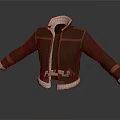 Brown Jacket With White Fur Collar Warm Lining And Red Trim Stylish Winter Design